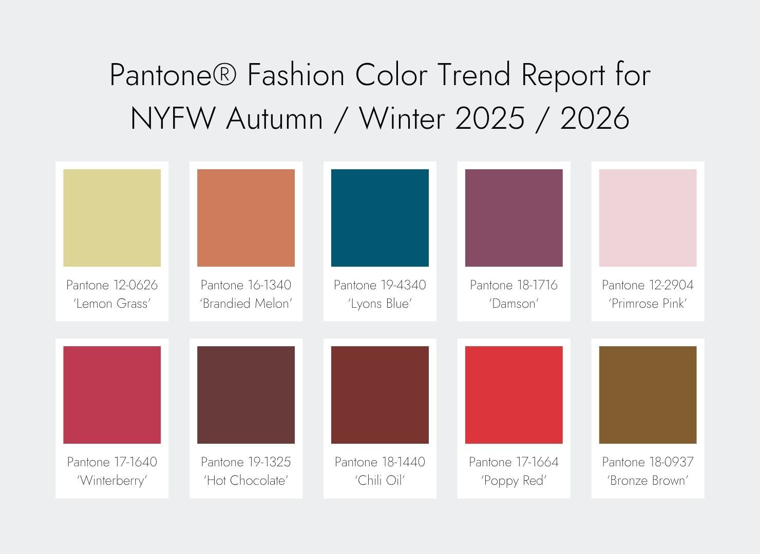 Pantone® Fashion Color Trend Report for NYFW Autumn Winter 2025 2026