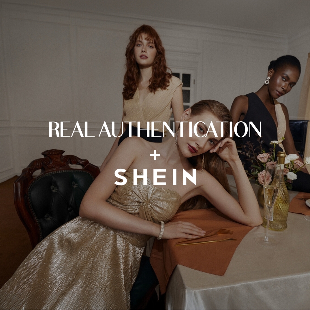 Women dressed in gold and black at table for Real Authentication + SHEIN Brand Page Thumbnail