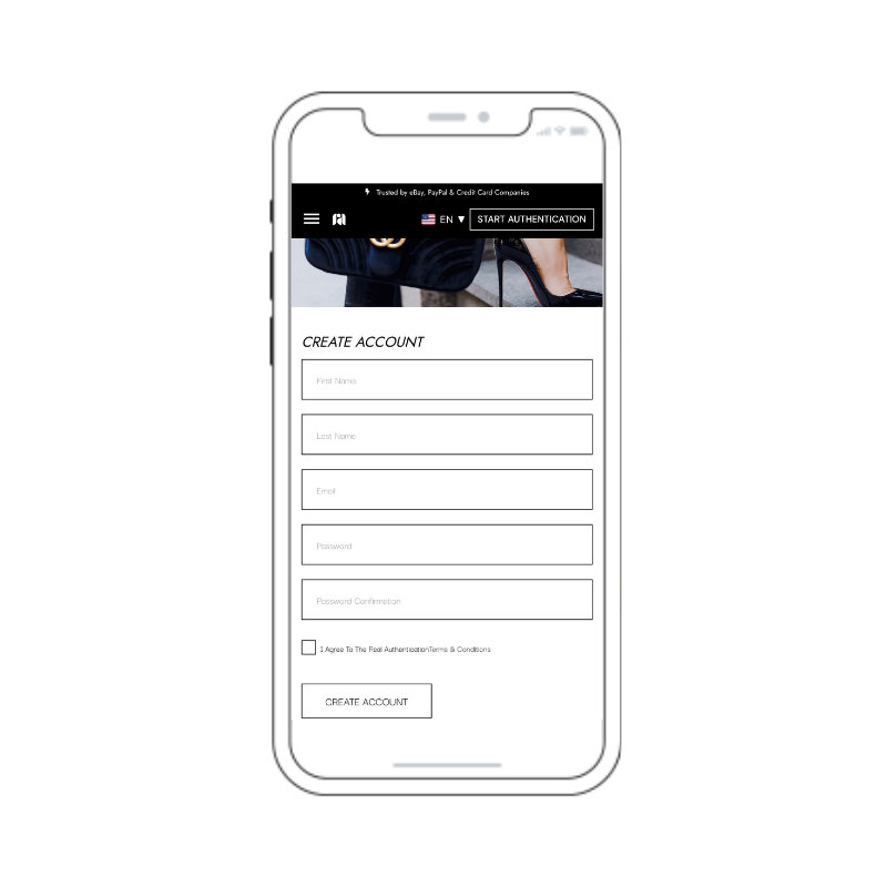 Mobile Phone with Real Authentication Create Account Form