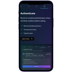 Mobile screen with Option given to authenticate the item within Price Hero platform