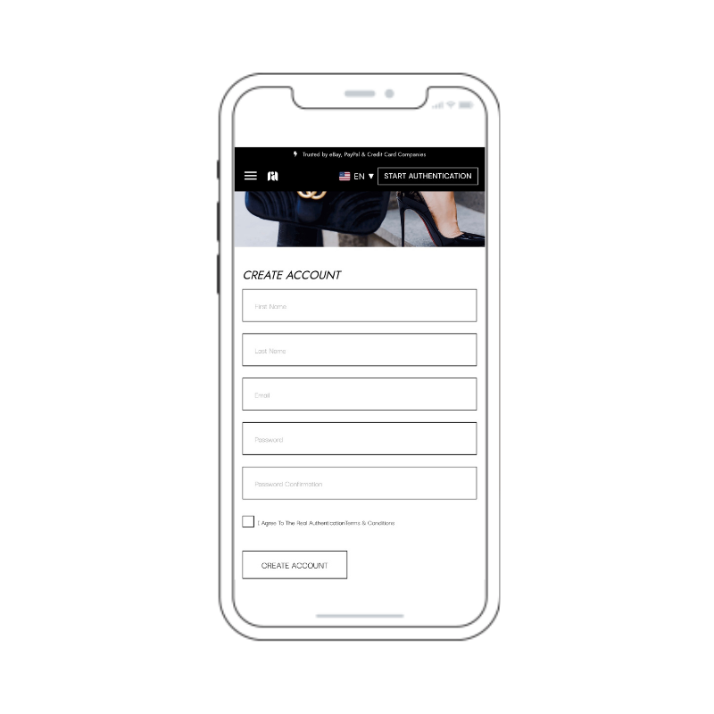 Mobile Phone with Real Authentication Create Account Form