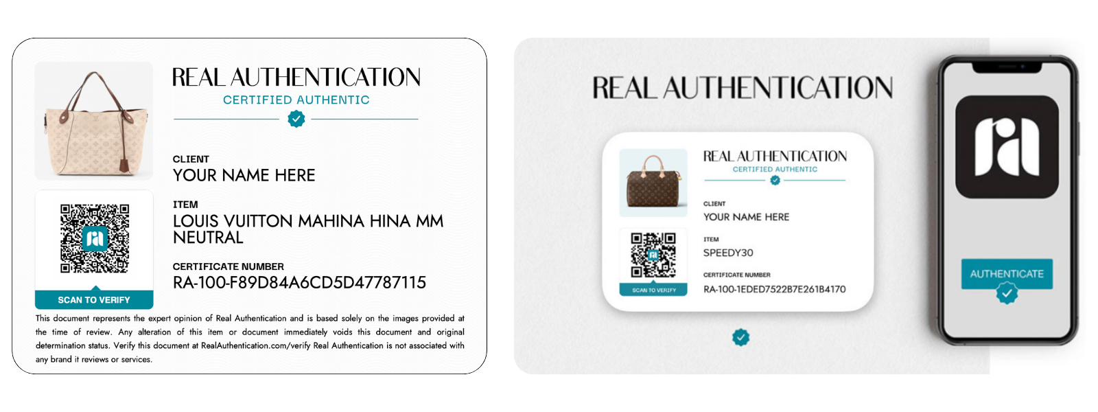 Real Authentication Authorization Card Examples