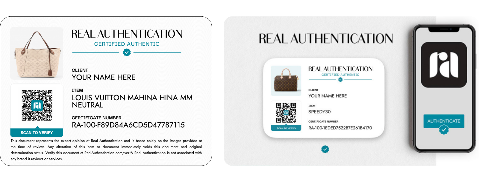 Real Authentication Authorization Card Examples