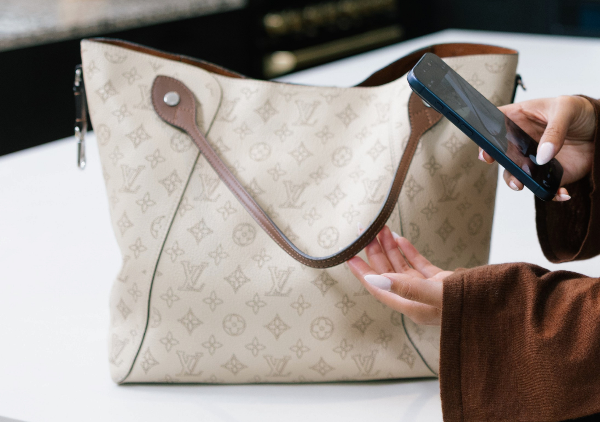 Louis Vuitton handbag being authenticated by Real Authentication