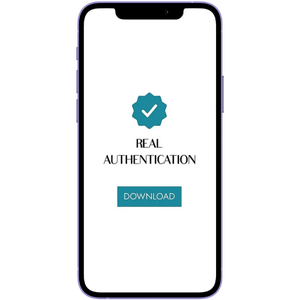 Mobile phone with Real Authentication verified checkmarks and certificate download icon